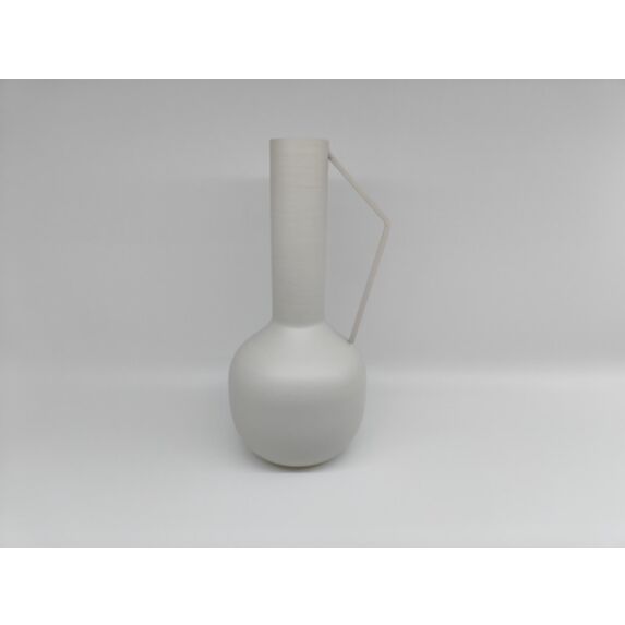 Vase haut en acier anse naturelle Ø11,5 x H25 cm blanc mat