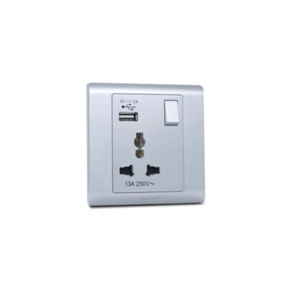 Prise de courant multistandard avec interrupteur 16A et port USB R2835USTT - MK HONEYWELL