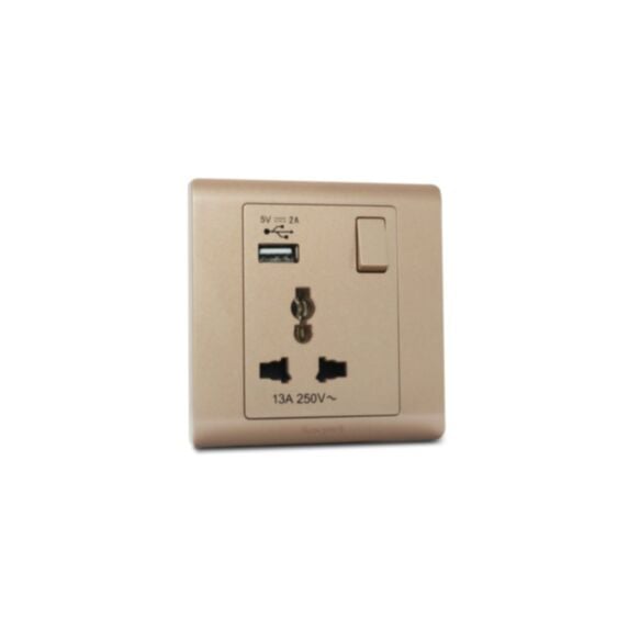Prise de courant multistandard avec interrupteur 16A et port USB R2835UCGL - MK HONEYWELL