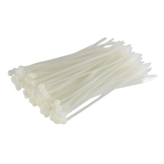 100 colliers de serrage 2,5 x 100 mm blanc