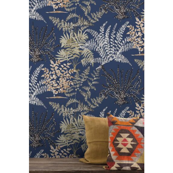Papier peint vinyle intissé Lima bleu 0,53 x 10 m - GRANDECO