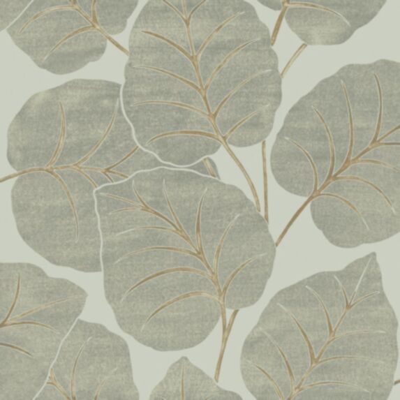 Papier peint vinyle intissé Feuille dorée gris 0,53 x 10 m - GRANDECO