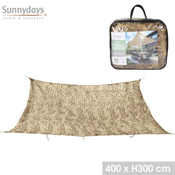 Voile d'ombrage camouflage 3 x 4 m
