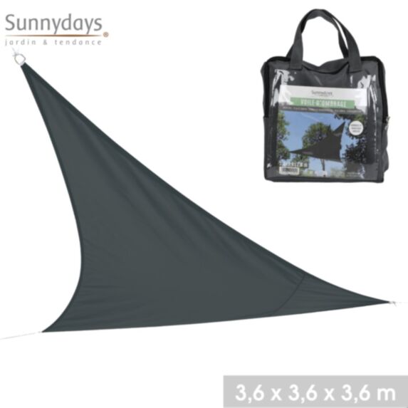 Voile d'ombrage 3,6 x 3,6 x 3,6 m polyester anthracite