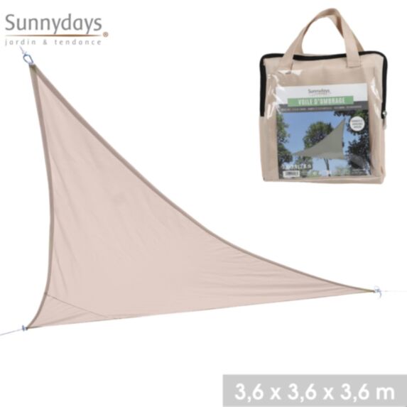 Voile d'ombrage 3,6 x 3,6 x 3,6 m polyester beige