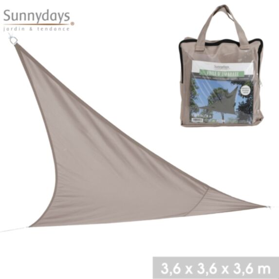 Voile d'ombrage 3,6 x 3,6 x 3,6 m polyester taupe