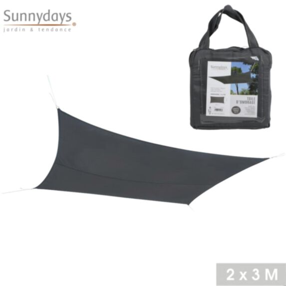 Voile d'ombrage 3 x 2 m polyester anthracite