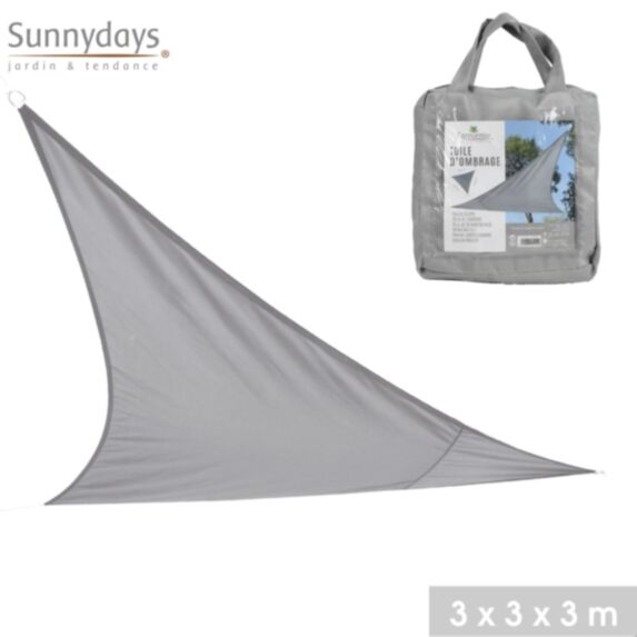 Voile d'ombrage 3 x 3 x 3 m polyester gris clair