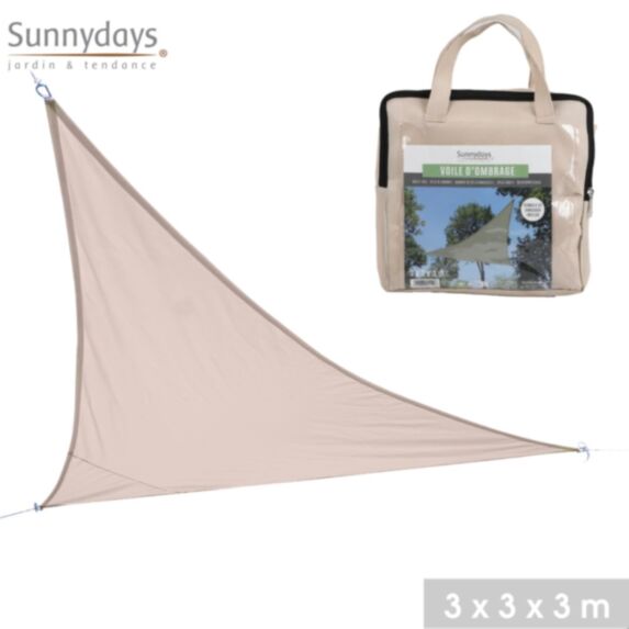 Voile d'ombrage 3 x 3 x 3 m polyester beige