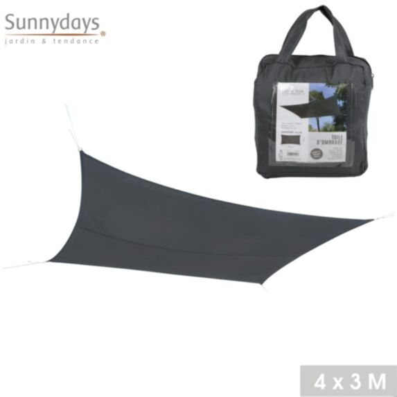 Voile d'ombrage 4 x 3m polyester anthracite