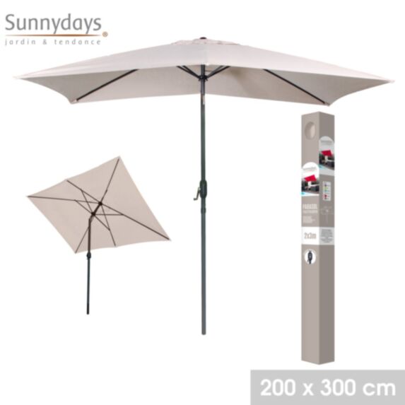 Parasol inclinable 2 x 3 m alu baleine acier sable