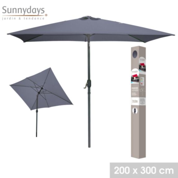 Parasol inclinable 2 x 3 m alu baleine acier gris anthracite