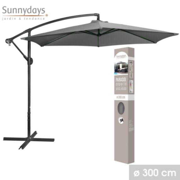 Parasol déporté rond Ø3m gris anthracite
