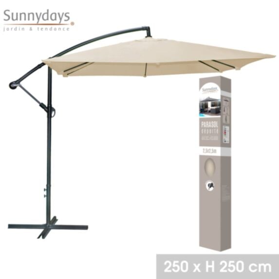 Parasol déporté carré 250 x 250 cm sable