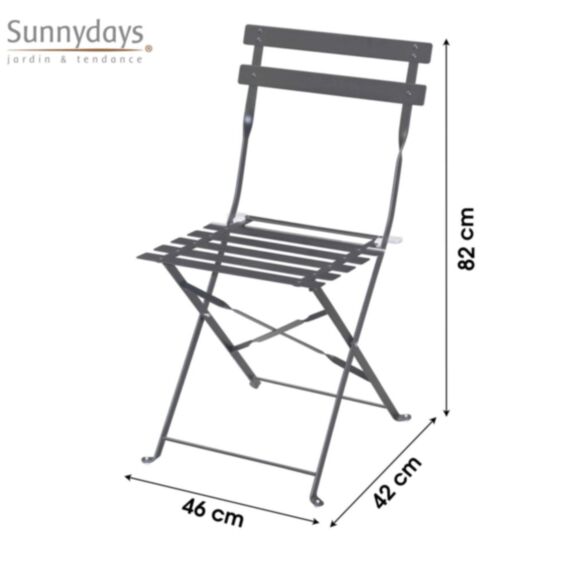 Chaise pliable Mistral métal 42 x 46 x h82 cm gris anthracite