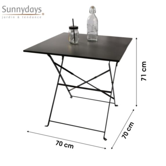 Table pliable Mistral en métal gris anthracite 70 x 70 x h71 cm