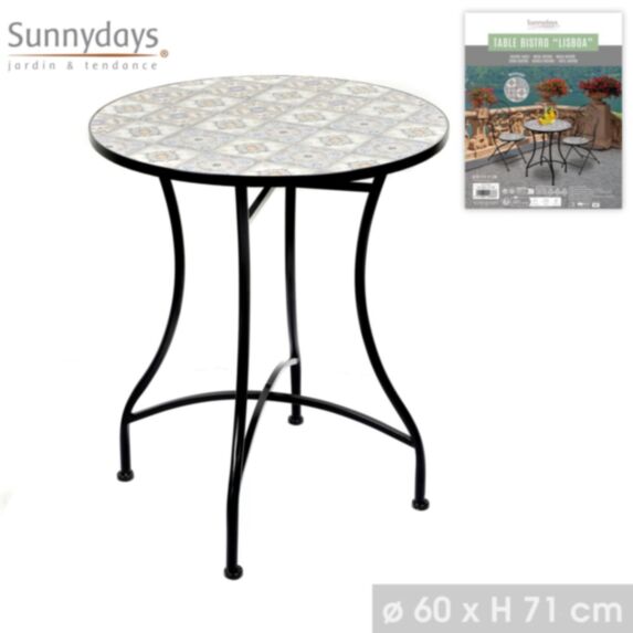 Table mosaïque/métal Lisboa Ø60 cm x h71 cm noir