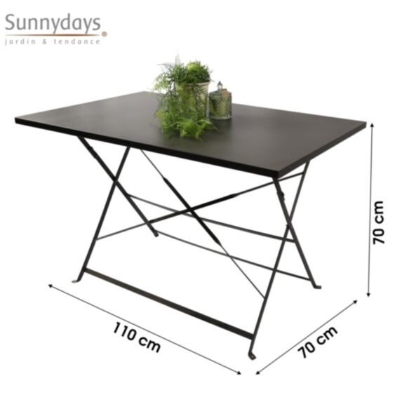 Table pliable Mistral en métal gris anthracite 110 x 70 x h70 cm