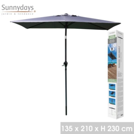 Parasol inclinable Villa Verde 135 x 210 cm gris anthracite