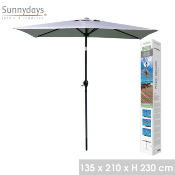Parasol inclinable Villa Verde 135 x 210 cm gris clair