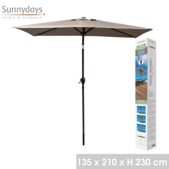 Parasol inclinable Villa Verde 135 x 210 cm taupe