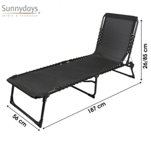 Bain de soleil Playa 187 x 56 x h26/85 cm noir