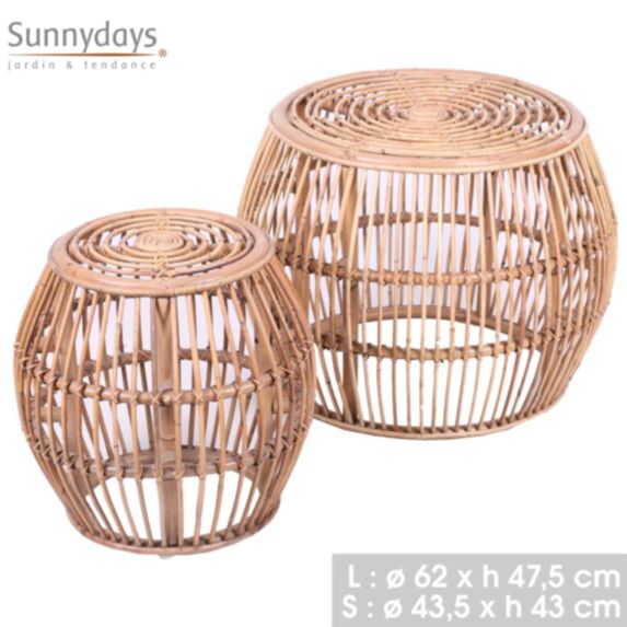 Set de 2 tables basse Lena Ø62 x h47,5 cm/Ø43,5 x h43 cm
