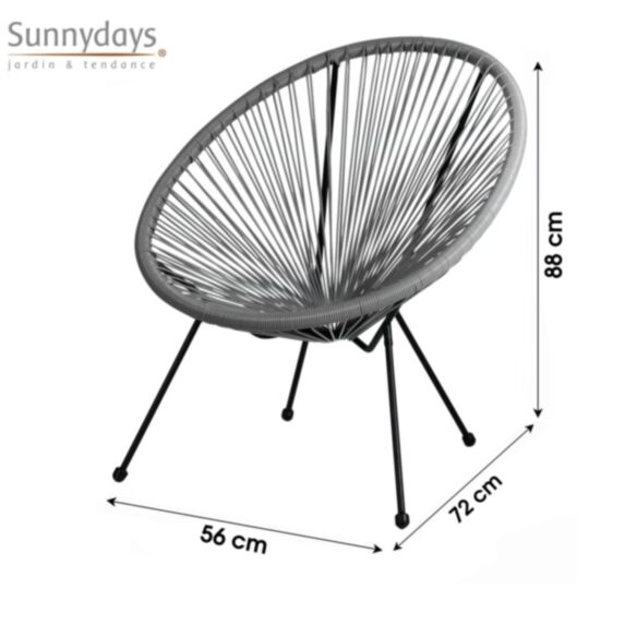 Fauteuil Cabana en résine 4 pieds Ø72 cm h83 cm gris foncé
