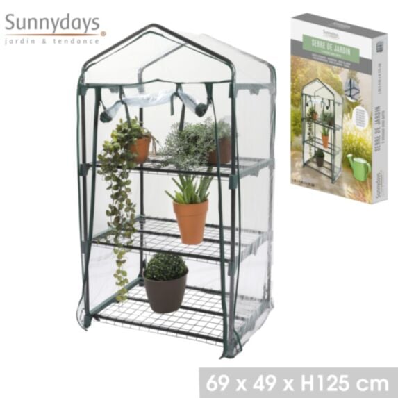 Serre de jardin avec porte 3 niveaux 69 x 49 x h125 cm