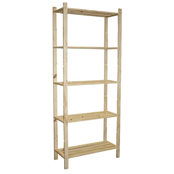 Etagère 5 tablettes pin avec lattes 170 x 70 x 30 cm