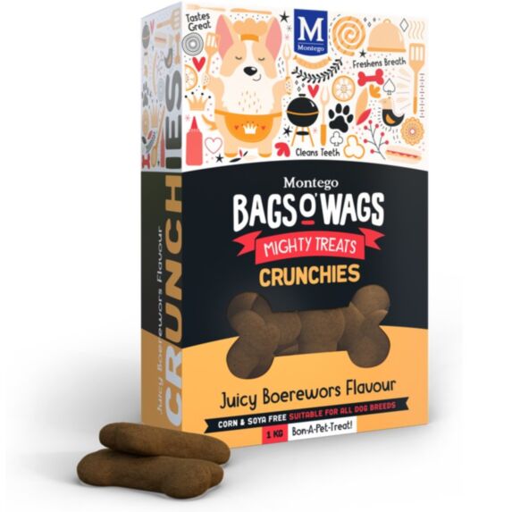Biscuits saveur saucisse Boerewors 1kg Bags O Wags - MONTEGO