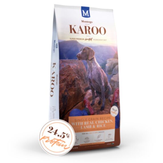 Karoo 15kg chien adulte régime Super-Premium vrai poulet, agneau et riz
