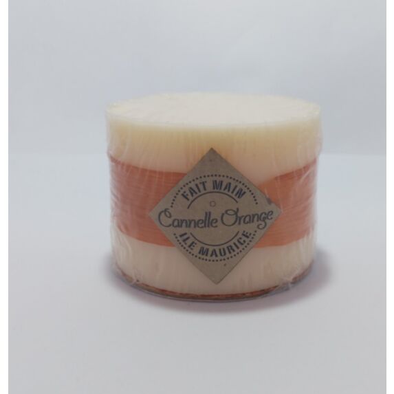 Bougie mouléé cylindre 70 x 100 mm cannelle orange