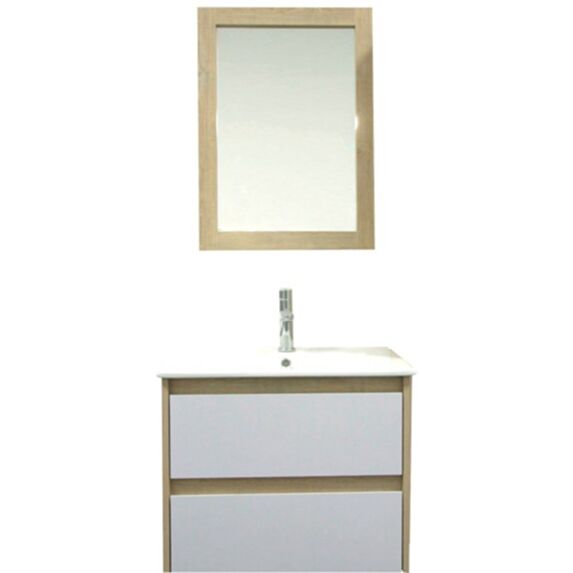 Meuble salle de bain Tina avec miroir, 60 cm en bois et blanc - AHOME