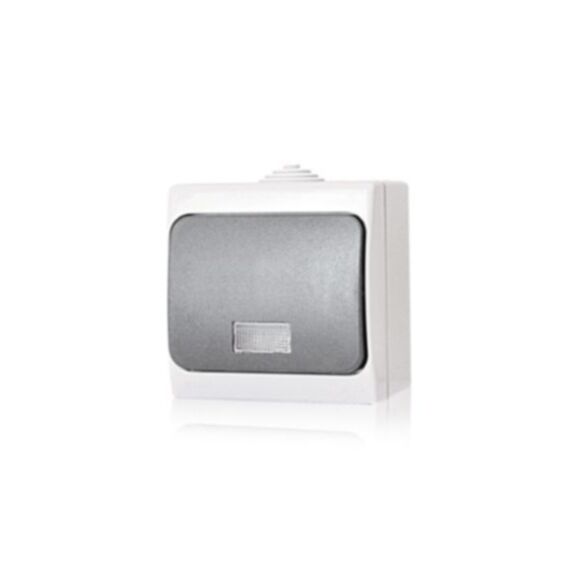 Poussoir à bascule lumineu x  apparent étanche gris  - INGELEC TROPIC