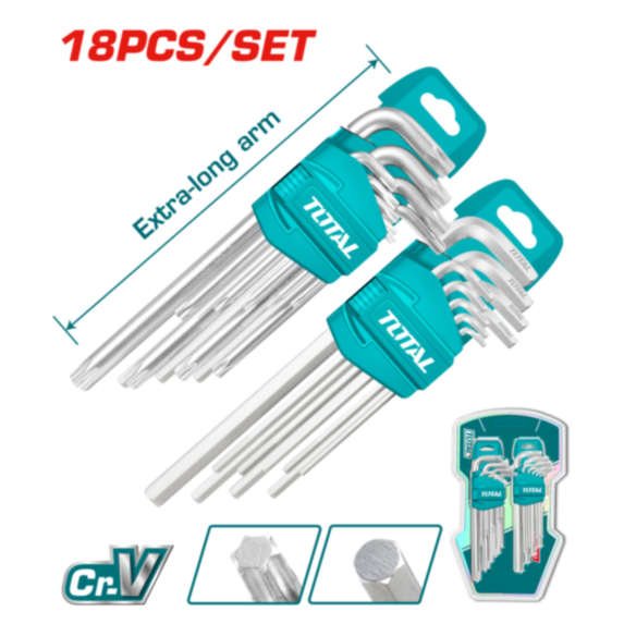 Set de 18 clés Allen acier 20x4x33cm argent - TOTAL