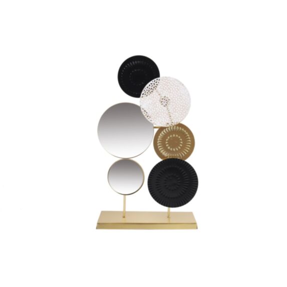 Déco métal à poser 22 x 8 x 37cm noir/doré + 2 miroirs