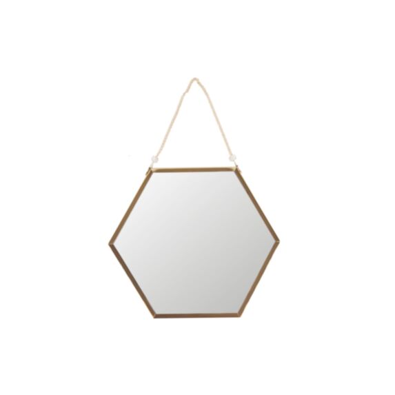 Miroir à suspendre octogonal en métal Ø30 cm doré