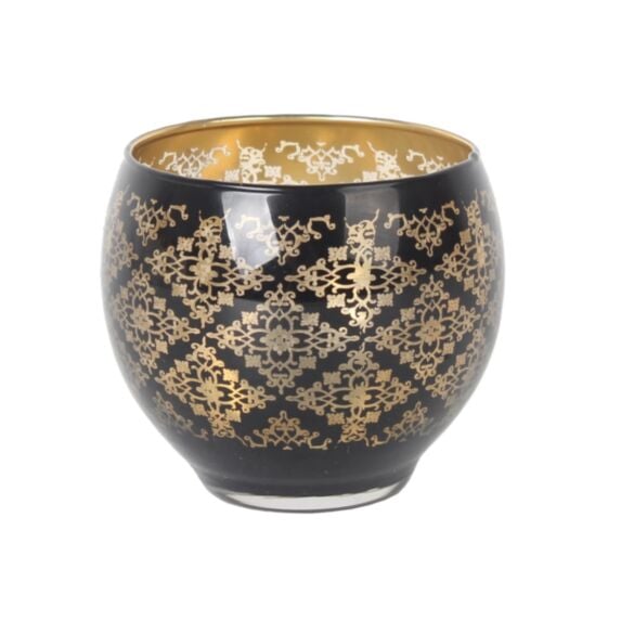 Lumignon verre Ø8 x H7 cm noir/doré