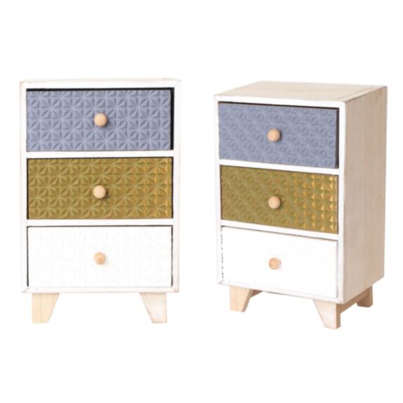 Petit rangement bois peint 3 tiroirs 15 x 9 x 23 cm 