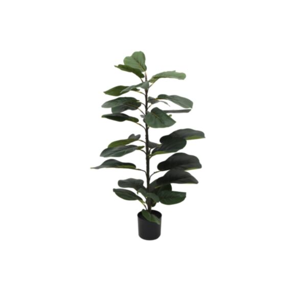 Plante artificielle 115 cm-28 feuilles, pot plastique cimenté