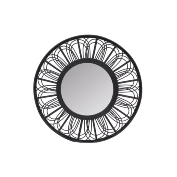 Miroir déco en bambou Ø60 cm noir