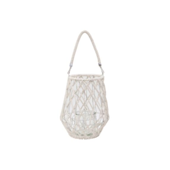 Lanterne déco en métal tressé/corde Ø22 x H27 cm
