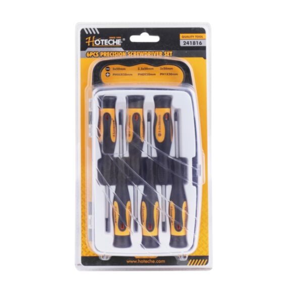 Jeu de tournevis de précision 6 pièces plastique noir et orange - HOTECHE