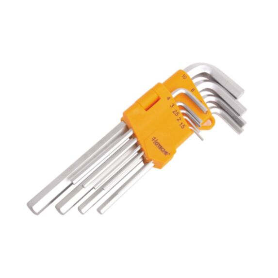 Jeu de clés mâles Allen longues pliables , 9 pièces 1,5-10 mm - HOTECHE