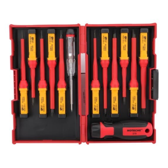 Coffret de tournevis isolés VDE 13 pièces plastique rouge - HOTECHE