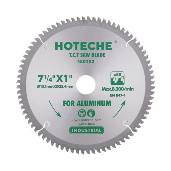 Lame scie TCT pour aluminium 185 x 25, 4 x 80T - HOTECHE