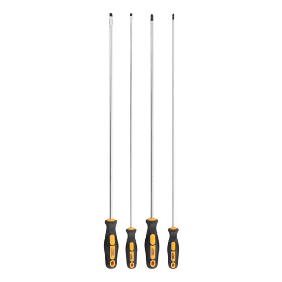 Jeu de tournevis longs 450mm 4 pièces plastique noir et orange - HOTECHE
