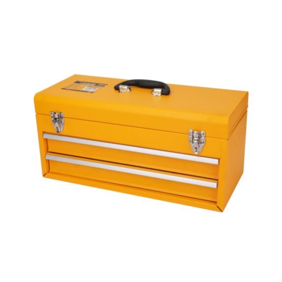 Boîte à outils métallique à deux tiroirs acier 51x22x25,5cm orange - HOTECHE