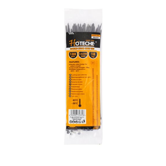 Collier de serrage nylon 3,6x250mm blanc et noir 100 pcs - HOTECHE